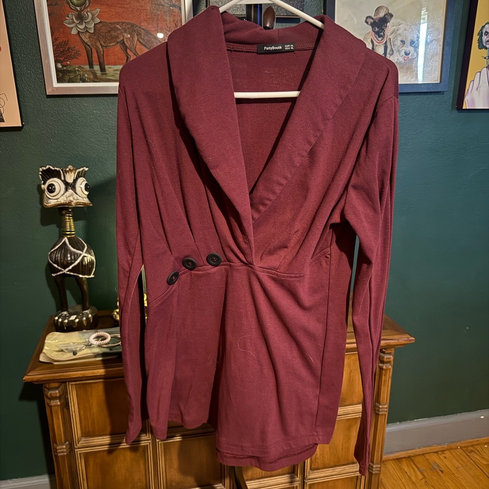 PattyBoutik Long Sleeve V-Neck Top